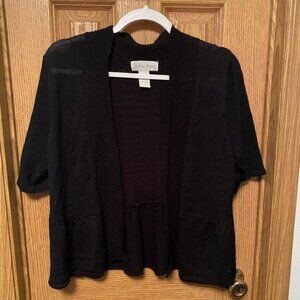 Elegant Black Open-Front Cardigan by Fashion Avenue